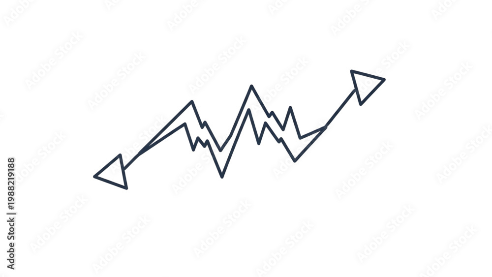 Obraz premium Trade War Graph Icon with Fluctuating Market Arrows