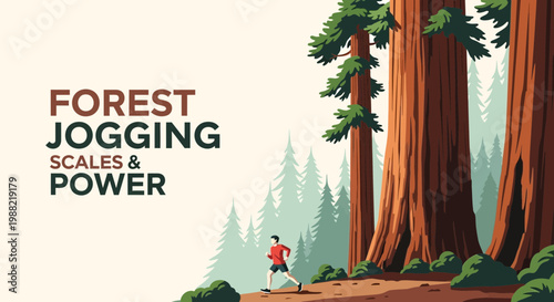 Forest Running Among Giant Trees: Embrace the Strength of Nature's Vast Landscapes