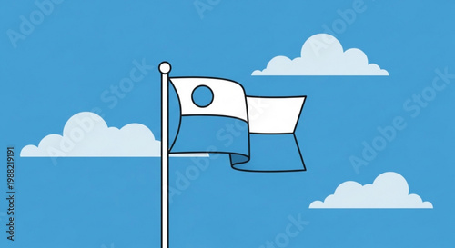 Flag waving on a pole with cloudy sky background symbolizing freedom and patriotism