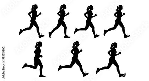 Female Runner Silhouettes In Motion Set For Athletic Endeavors