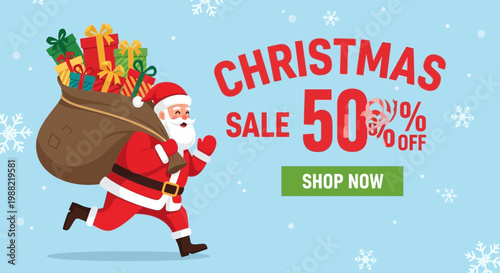 Festive Christmas Sale With Cheerful Santa Delivering Special Discounts For Everyone To Enjoy