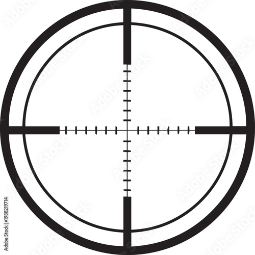 Sniper Scope Reticle Vector Crosshair for Tactical Gaming Interface and Precision Shooting Sports Design Asset