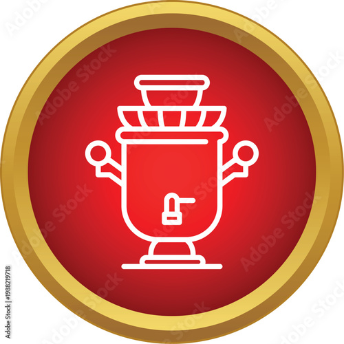Traditional russian samovar displaying a hot beverage icon