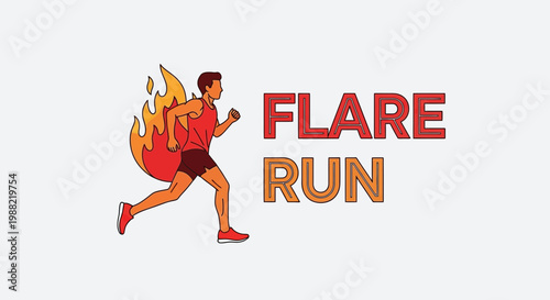 Fiery Athlete Sprinting Energetically In A Dynamic, Burning Running Illustration