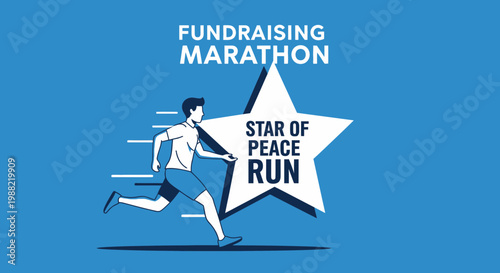 Fundraising Marathon Star Of Peace Run Athlete Illustration