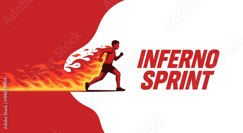 Fiery Inferno Sprint: Dynamic Athlete Powering Through an Energetic and Intense Race Scene