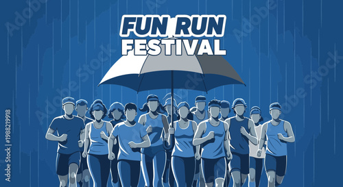 Fun Run Festival: A Crowd Of Runners Enjoying the Event Underneath an Umbrella
