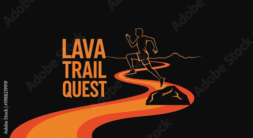 Fiery Lava Trail Quest: A Dynamic Running Adventure in Graphic Design Style