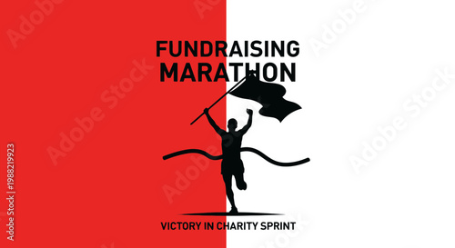 Fundraising Marathon: Victory Cheer of a Runner Reaching the Charity Sprint Goal