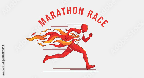 Fiery Marathon Runner: A Dynamic Sports Illustration for Race Events and Competitions