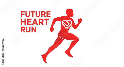 Future Heart Run: Conceptual Logo Design Depicting Cardiovascular Health And Well-Being