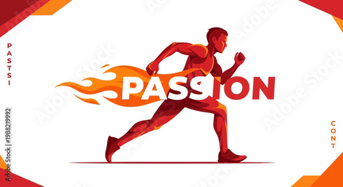 Fiery Passionate Runner Symbolizing Sportive Energy and Dedicated Motivational Drive