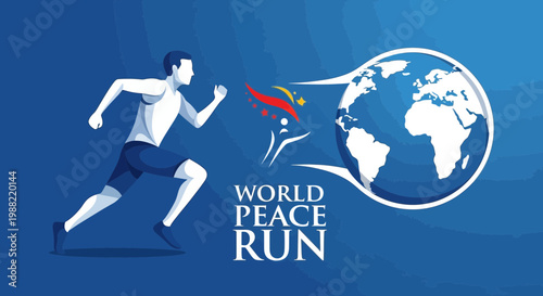 Global Peace Run Depicted by Runner and World, Promoting Universal Harmony Worldwide