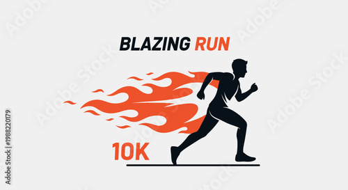 Fiery Silhouette Embarking on a 10K Run, Burning with Passion and Speed