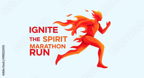 Fiery Spirit Runner Ignites Marathon, Symbolizing Energy, Passion, and Athleticism