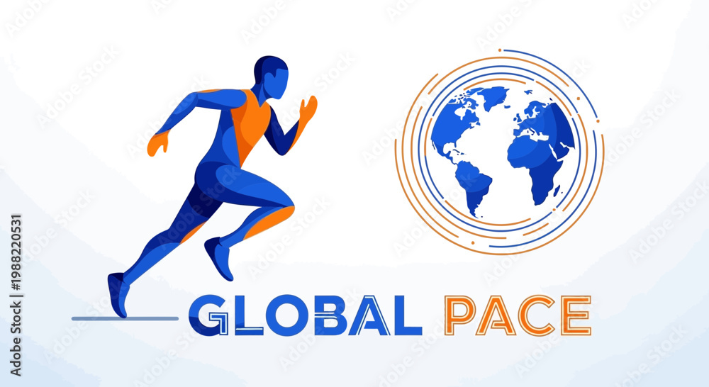 Obraz premium Global Running And Earth Sphere Synergy: An Innovative Vector Illustration Concept