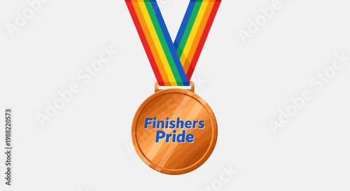 Finisher's Pride Medal With A Rainbow Ribbon, Symbolising Achievement and Celebration