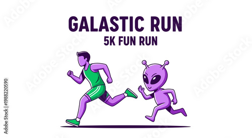 Galactic Event Illustrated With a Runner and an Alien Taking Part in a Fun Run