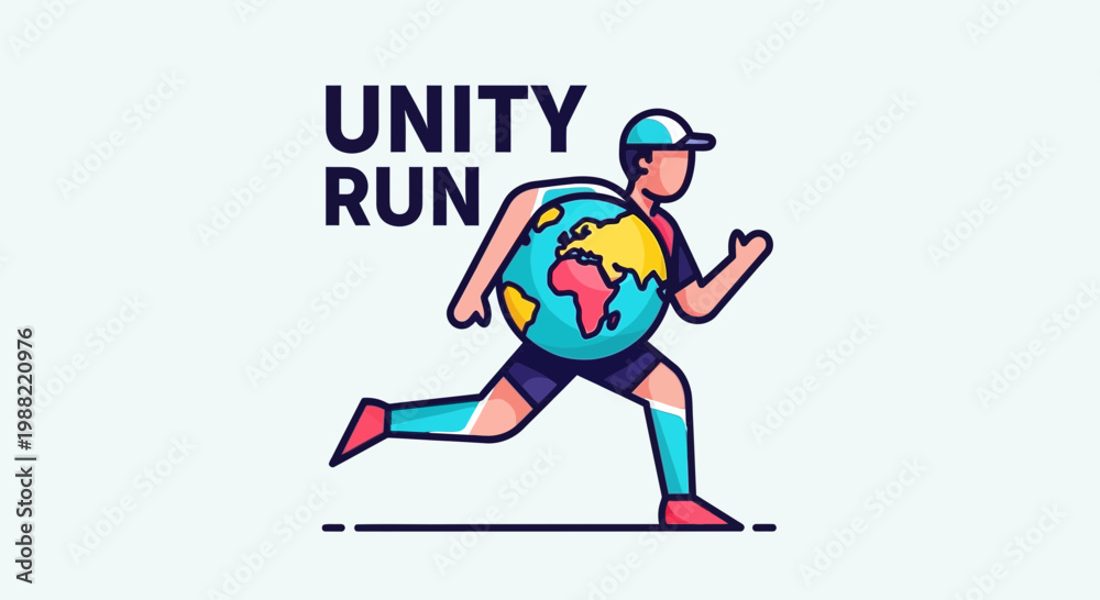 Fototapeta premium Global Unity Run: A Graphic Depiction Of International Collaboration And Environmental Awareness