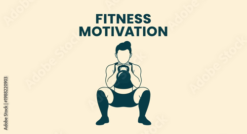 Fitness Enthusiast Performs Squat With Kettlebell For Exercise And Body Motivation