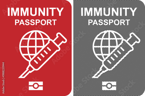 Immunity passport vector illustration with globe and syringe icon.