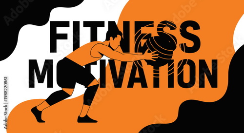Fitness Motivation Conceptualized With An Athlete Illustratively Pushing A Heavy Object