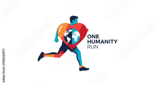 Global Unity Run: A Colorful Illustration Promoting World Harmony, Compassion, and Internationalism
