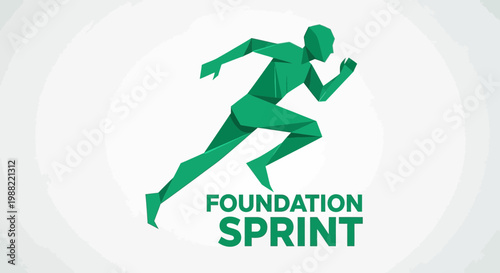 Geometric Runner Depicting Foundation Sprint Illustrating Speed and Athleticism in Action