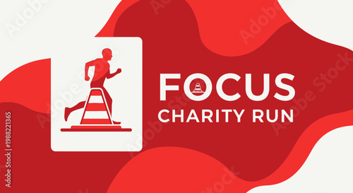Focus Charity Run: Silhouette Athlete Overcoming Hurdles for Corporate Fundraising Event