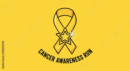 Golden Ribbon Star Cancer Awareness Run Graphic Design