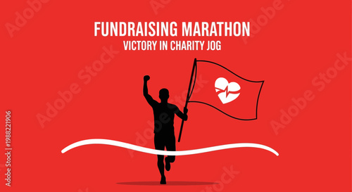 Fundraising Marathon Illustration Depicting Charity and Positive Human Health Concepts