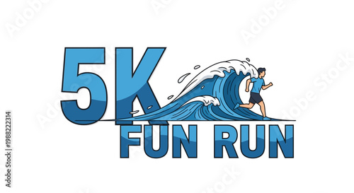 Graphic Design Illustrating a 5K Fun Run Event with the Wave Concepting Style