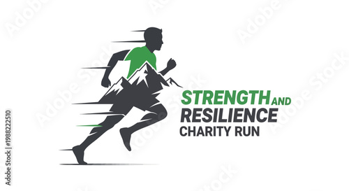 Graphic Illustrating Strength, Endurance, and Support in a Charity Running Event