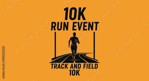 Graphic Illustration Depicting 10K Run Event, Highlighting Track and Field Competition