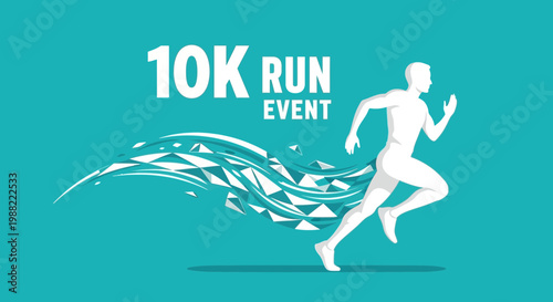 Graphic Illustration Depicting a 10K Run Event with Abstract Artistic Design