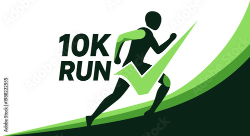 Graphic Illustration Depicting a 10K Run with an Abstract Runner and a Check Mark