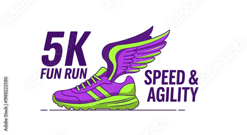 Graphic Illustration Depicting a 5K Fun Run with Speed and Agility Concepts