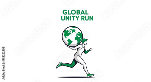 Global Initiative Run Depicting Human Holding Planet Symbolizing Unity Worldwide