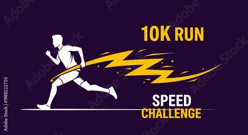 Graphic Illustration Depicting a Runner in a 10K Speed Challenge with Dynamic Visuals