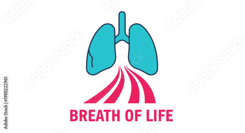 Graphic Illustration Depicting Healthy Lungs and Flowing Breath, Representing Life Force