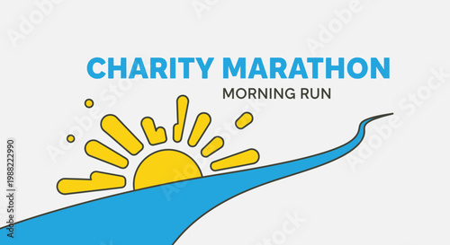 Graphic Illustration Depicting Morning Run During Charity Marathon
