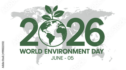 World environment day 2026 banner with globe and green leaf eco concept