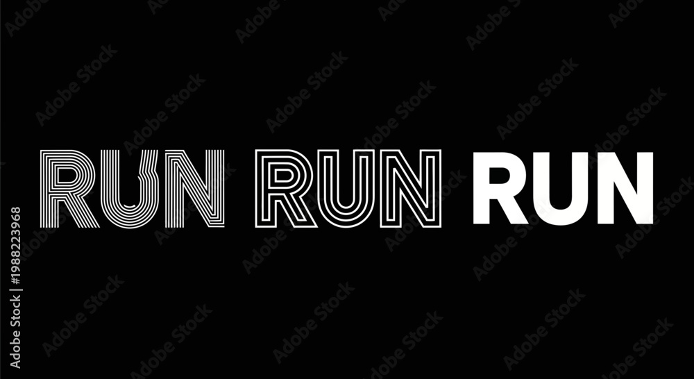 Fototapeta premium Graphic Illustration Depicting The Act Of Running In Diverse Styles Against a Black Background