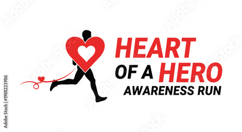 Heart Of A Hero Awareness Run Illustrative Design Symbolizing Determination and Philanthropy
