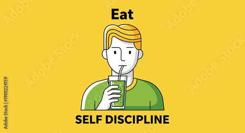 Healthy Eating And Self-Control: Illustrated Concept Of A Disciplined Lifestyle