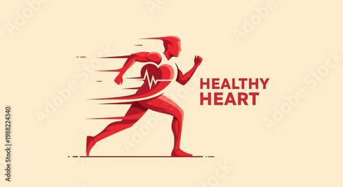 Healthy Heart in Motion Depicts Body Fitness and Active Lifestyle with Dynamic Visuals