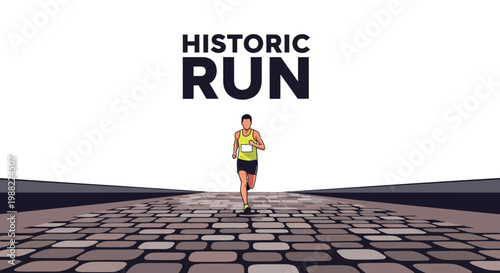 Historic Run Depicting a Runner on a Stone Path: A Conceptual Marathon