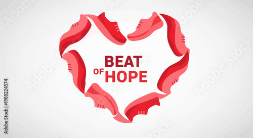 Heart Shape Emblem of Running Shoes Promotes Fitness for a Healthier Community