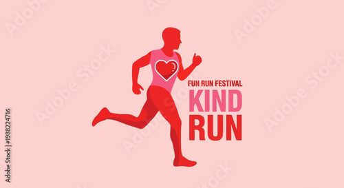 Heart Shape Runner Icon for a Kind Run Festival Advertisement and Promotional Imagery