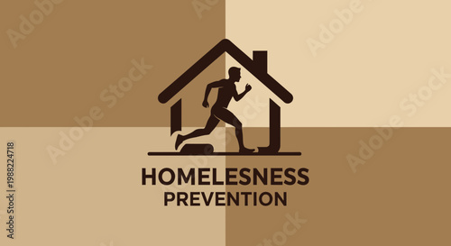 Homelessness Prevention Symbol and Concept Depicting Shelter and Human Silhouette Theme